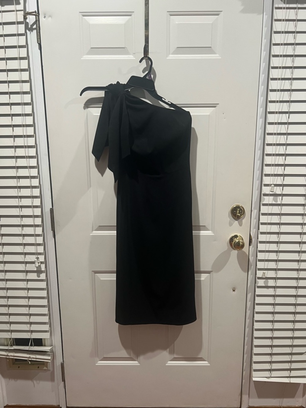Dress the Population Black One-Shoulder Dress with Shoulder Bow